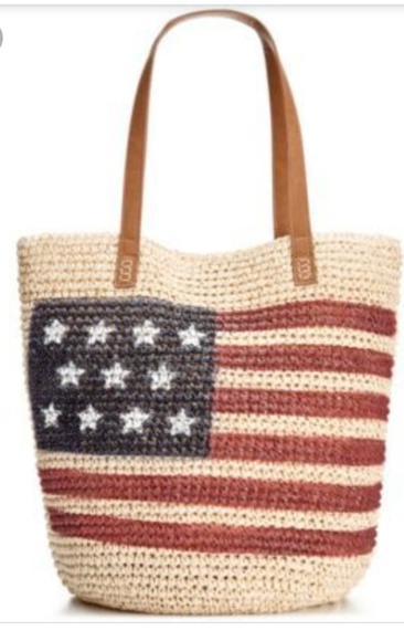 Style & Co. Handbags - STYLE & CO American Flag Woven Straw Tote Bag